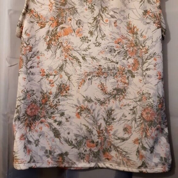 New Floral Knit Blouse M Peach Scalloped V-Neck dressy Tank Top Light & Breezy - Picture 7 of 9